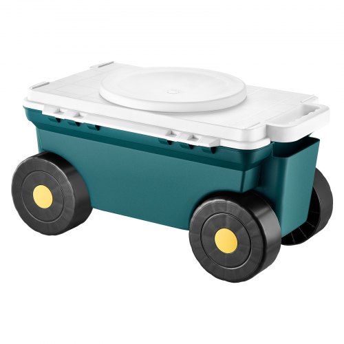 

VEVOR Carrello da Giardino con Ruote in PP Contenitore Portaoggetti, Carico max. 123 kg, Sedile da Lavoro Carrello per Giardinaggio, Tosaerba, Piantagione, 520 x 310 x 280 mm