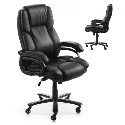 

VEVOR Sedia Girevole da Ufficio con Supporto Lombare Comando a Pulsante, Sedia da Studio Ergonomica, Sedile da Ufficio in Pelle PU Carico max. 226,8 kg Altezza Regolabile, Inclinazione, Nero