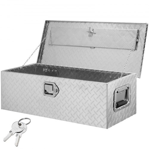 

VEVOR Cassetta degli attrezzi per pianale di camion in alluminio, cassetta degli attrezzi con maniglia laterale e chiavi di bloccaggio, camper, rimorchio, 76,2x33x24,4 cm, argento