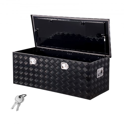 

VEVOR Cassetta degli Attrezzi, Struttura in Alluminio per Cassone di Camion, con Maniglia Laterale e Chiavi, Organizzatore per Rimorchi Camper, 1219,2 x 495,3 x 444,5 mm Colore Nero