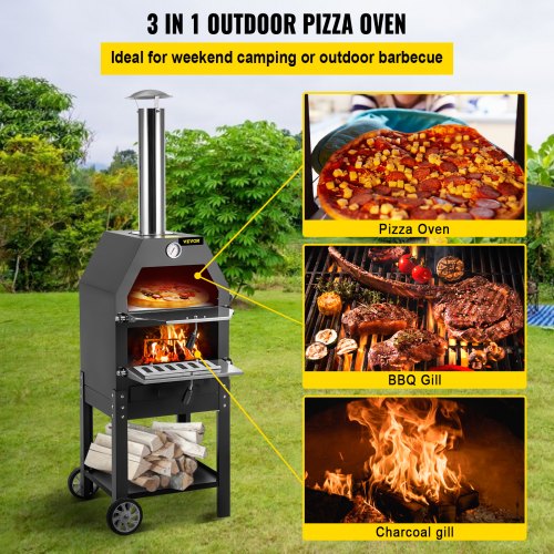 VEVOR VEVOR Forno a Legna Portatile per Pizza Barbecue da Esterno con  Piastra di Pizza | VEVOR IT