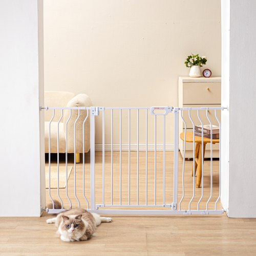 

VEVOR Cancelletto di Sicurezza Larghezza Espandibile 75-129 cm Altezza 76 cm, Cancello di Sicurezza per Bambini Cani Gatti per Scale, Porte e Corridoi Senza Forare Ampia Apertura a 180° Colore Bianco