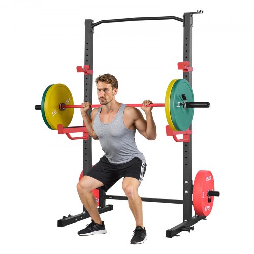 

VEVOR Power Tower Dip Station Multifunzionale per Palestra Domestica, Attrezzatura per Allenamento della Forza da 453 kg con 4 Pioli per Fasce, Ganci a J Regolabili e Barre di Sicurezza