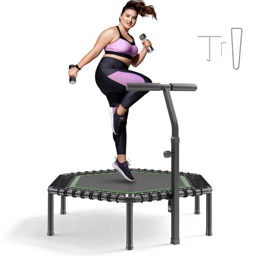 

VEVOR Mini Trampolino per Fitness Esercizi da Interno 1385 mm, Trampolino Elastico Carico max 205 kg Altezza Regolabile a 3 Livelli con Maniglia in Schiuma per Esercizi Allenamento Salto per Adulti