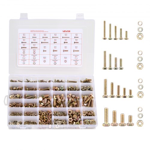 

VEVOR Kit Assortimento di Bulloni Dadi da 906 pezzi, Viti per Macchine Metriche Rondelle Piatte, Acciaio Legato M4/M5/M6/M8, Kit di Viti Dadi per Assemblaggio di Mobili Attrezzature, Fai da te