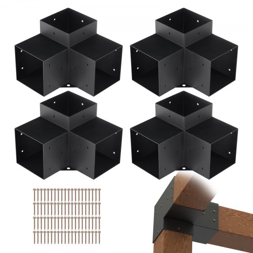 

VEVOR Kit Staffe per Pergola 15x15 cm Supporto per Pali in Legno da Carpenteria 4 Staffe Angolari a 3 Vie Kit per Travi Fai da Te per Gazebo, Pergolati da Patio, Cabine, Kit Staffe per Pergola 4 pz