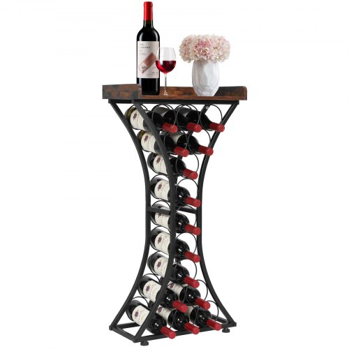 

VEVOR Mobili Portabottiglie da Bar per la Casa per 15 Bottiglie, con Capacità di Carico Totale di 20 kg, Portabottiglie Indipendente in Legno di Ferro per Cucina, Cantina, Bar, Soggiorno, Nero