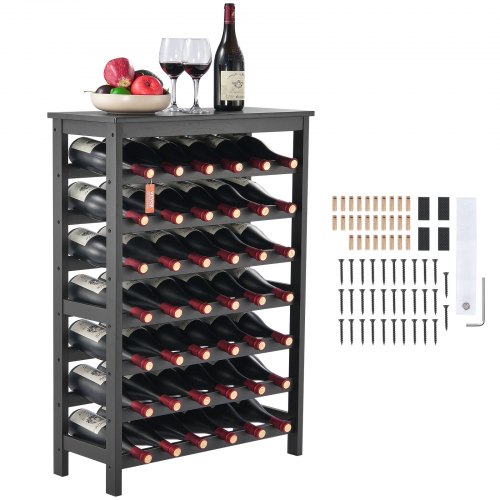 

VEVOR Portabottiglie Vino Capienza 42 Bottiglie, Portabottiglie in Legno Massello di Bambù 7 Ripiani, Portabottiglie Indipendente, Ripiani Anti-scuotimento per Bar Cantina Osteria Enoteca