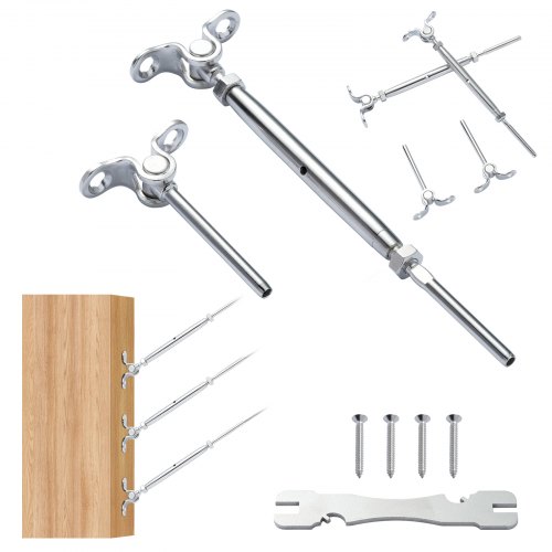 

VEVOR Kit ringhiera per cavi/hardware per palo in legno angolo regolabile da 1/8" in acciaio inox T316, grado marino fune metallica da 1/8", angolo da 0 a 180 gradi argento (confezione da 10)