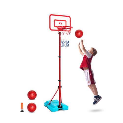 

VEVOR Canestro da Basket per Bambini, Altezza Regolabile, Campo da Basket Portatile con Base Riempibile, Gioco Sportivo da Giardino per Interni ed Esterni, Giocattoli da Basket per Bambini, Rosso Blu