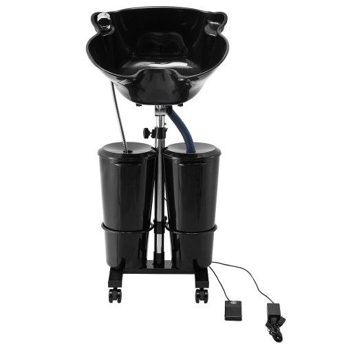 

VEVOR Lavatesta Portatile, Lavatesta per Lavare i Capelli con Pompa Elettrica, 2 Secchi, 2 Doccette, Tubo di Scarico, Altezza e Angolazione Regolabili, Lavatesta Portatile per Salone Casa, Nero