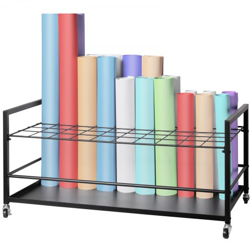

VEVOR Scaffale per progetti con 50 Scomparti, Portaprogetti con Ruote per Piani di Costruzione, Carrello Portaprogetti Mobile in Metallo per Mappa, Manifesto Architettonici, Portarotolo per Ufficio