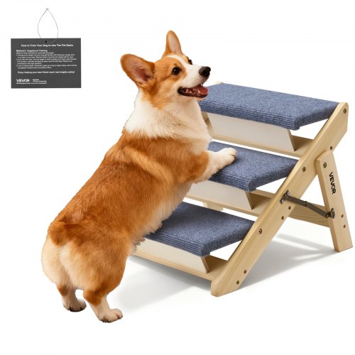 

VEVOR Scale per Animali Domestici in Legno con 3 Gradini per Letti Alti, Divani e Auto, Capacità di Carico di 68 kg, Design Piatto, Scaletta Stabile per Cani e Gatti di Piccola, Media Taglia