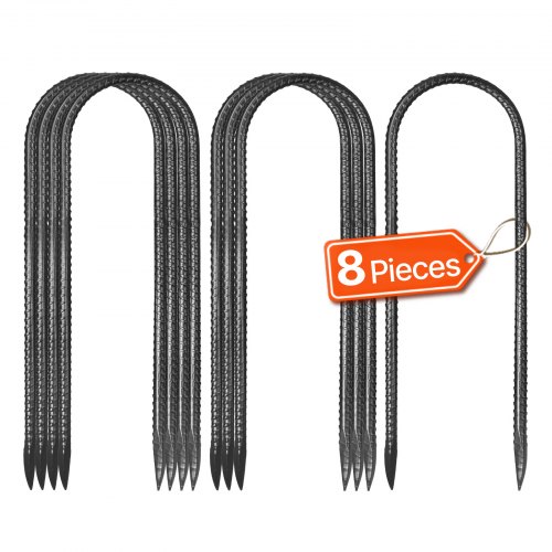 

VEVOR Picchetti di Armatura 304,8x82,04 mm Picchetti per Recinzioni Forma a U 8 Pezzi