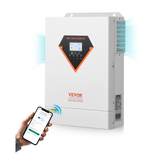 

VEVOR Invertitore Solare Ibrido, Invertitore per Sistema Fuori Rete di Potenza a Onda Sinusoidale Pura Tutto in Uno, 48 V CC 220/230 V CA, 6000 W, con Regolatore Solare da 120 A Integrato