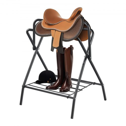 

VEVOR Supporto per Sella Pieghevole, Supporto per Sella per Cavallo Indipendente in Acciaio, Supporto per Coperta per Selle Inglesi e Western, Portaoggetti per Finimenti, Nero 711 x 482 x 952 mm