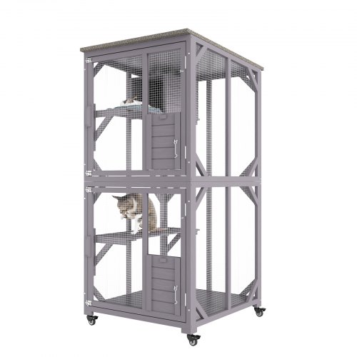 

VEVOR Gabbia per Gatti Cuccioli Animali Domestici in Metallo 3 Ripiani da Interno Capienza Ripiano 14kg, Gabbia Grande a 3 Ripiani per Animali 760 x 865 x 1630mm, Gabbia 3 Livelli per Gatti da Interno