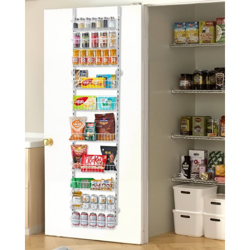 

VEVOR Organizzatore per Dispensa Sopra Porta, Organizzazione Stoccaggio della Dispensa 10 Ripiani, Porta Spezie Sospeso in Acciaio Resistente, Ripiani Regolabili per Condimenti Parete Bianco