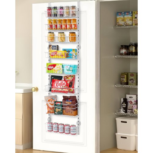 

VEVOR Organizzatore per Dispensa Sopra Porta, Organizzazione e Stoccaggio della Dispensa 8 Ripiani, Porta Spezie Sospeso in Acciaio Resistente, Ripiani Regolabili per Condimenti Parete Bianco