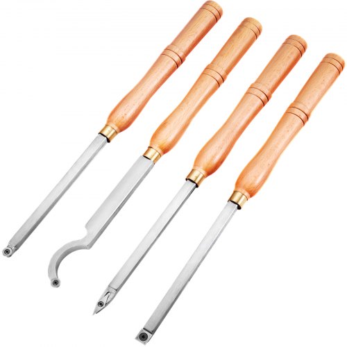

VEVOR Utensili per Tornitura in Legno per Metallo Duro, Utensili da Tornio in Legno per Metallo 4 Pezzi, Sgorbie per Legno per tagliare Scanalature a V, Creare Curve e Insenature e Tagliare Linee