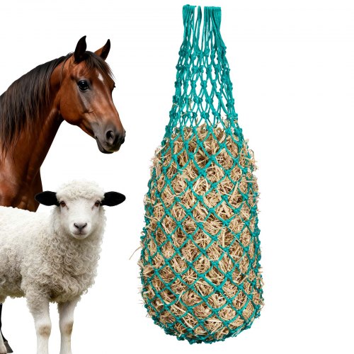 

VEVOR Reti da Fieno per Cavalli 4 Pezzi Lunghezza Estesa 0,9 m Fori 38 x 38 mm, Materiale PE, con Quattro Moschettoni, Rete per Alimentazione Lenta per Cavalli, Pecore, Bovini, Alpaca e Bestiame
