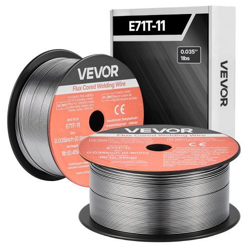 

VEVOR Filo MIG per Saldatura E71T-11 da 0,9 mm 0,45 kg, in Acciaio Dolce Senza Gas con Pochi Schizzi per Saldatura ad Arco in Tutte le Posizioni, Autoprotetto per Uso Esterno, Confezione da 2 Rotoli