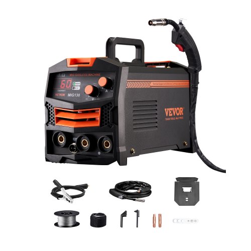 

VEVOR Macchina Saldatrice MIG Corrente 130A, Saldatrice MIG Sinergica Filo Animato Senza Gas, Kit Saldatrice Portatile Saldatrice con Tecnologia Inverter IGBT, Macchina Saldatrice Schermo Digitale