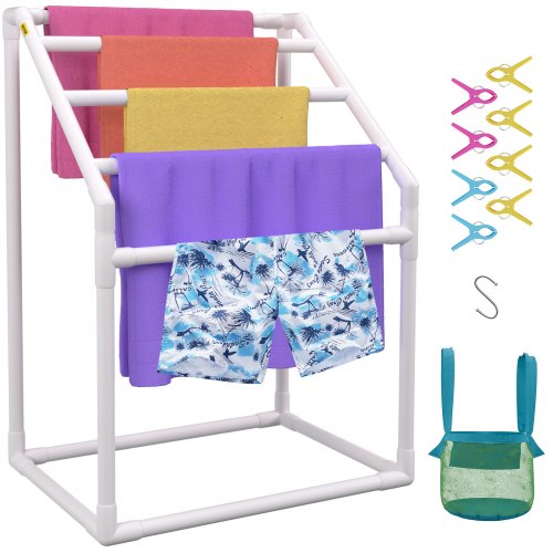 

VEVOR Portasciugamani da Terra con 5 Barre, Portasciugamani da Bagno Soggiorno Balcone, Portasciugamani in PVC Portata 25 kg, Organizzatore Portasalviette 5 Piani per Piscina Bagno 94 x 60 x 127 cm