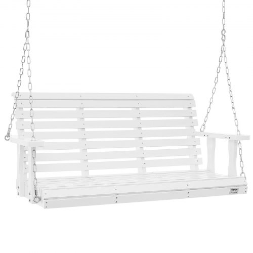

VEVOR Altalena in legno di cedro, 1370x710x600mm, Altalena patio per cortile giardino, Capacità carico circa 400 kg, con Panca a dondolo catene sospese per uso esterno, bianca