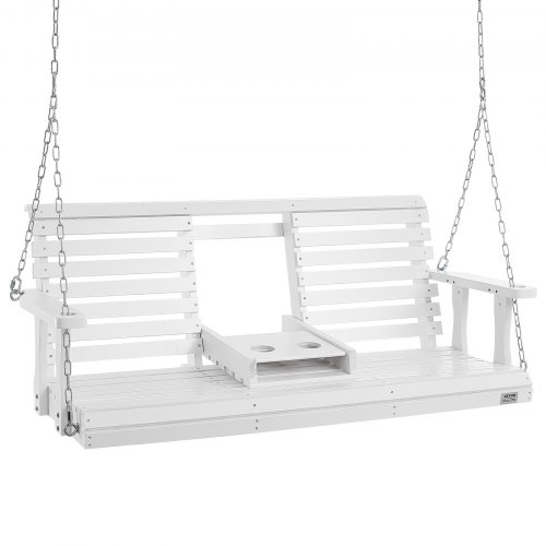 

VEVOR Altalena per Portico in Legno, 1523x710x600mm, Panca per Cortile Giardino, Capacità Carico max. 400kg, Panca per Altalena Carichi Pesanti con Catene Sospese per Esterni, Bianco