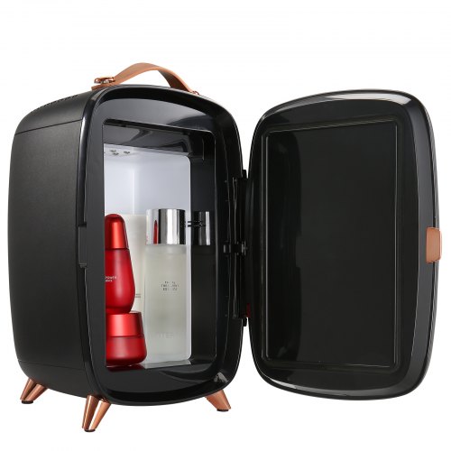 

VEVOR Mini Frigorifero Portatile Nero Capienza Max. 6L Funzione Raffreddamento 18W Intervallo Temperatura 15 ℃, Mini Frigo Portatile con Luce LED per Trucco Bellezza Prodotto Cosmetico Rumore 38dB