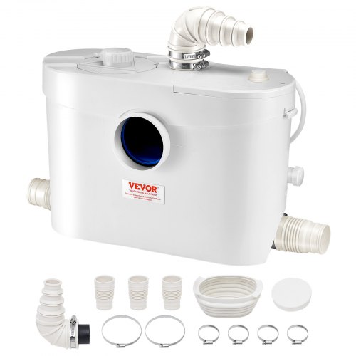 

VEVOR Pompa Maceratrice per WC, 900 W, Prevalenza 12 m, con 4 Ingressi per l'Acqua, Macchina per lo Smaltimento delle Acque Reflue per WC, Seminterrato, Doccia, Lavandino, Lavanderia