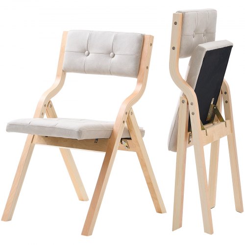 

VEVOR Sedie Pieghevoli in Legno con Cuscino, Set da 2, Sedia Pieghevole Portatile con Struttura in Legno, per Cucina, Ufficio, Matrimonio, Festa, Sala da Pranzo, Montaggio Facile, Beige