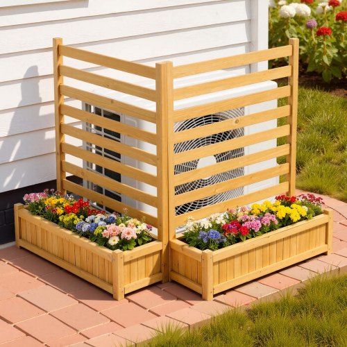 

VEVOR Recinzione da Esterno in Legno per Aiuole da 914 x 1143 mm in Legno Massello per Esterni con 2 Pannelli a Doghe con 2 Fioriere, Pannelli di Recinzioni per Giardino Piscina Giardinaggio