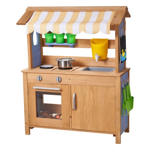 

VEVOR Cucina di Fango da Esterno per Bambini da 795 x 339 x 1000 mm, Cucine da Gioco in Legno da Esterno con Cucchiai, Lavello, Vasca, Tettuccio Parasole, Pale, Pentole e Accessori, per Prato