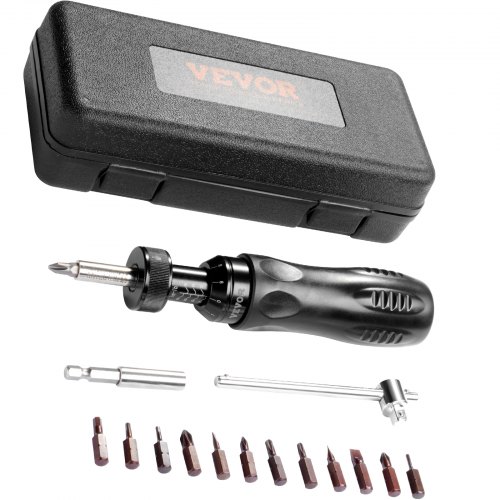 

VEVOR Set di Chiavi per Cacciavite Dinamometrico da 1/4" 6,35 mm Gamma di Regolazione Coppia 1,1-7,9 Nm, Cacciavite Dinamometrico con Incremento 1 pollici-libbre, Set Punte Cacciavite Dinamometrico