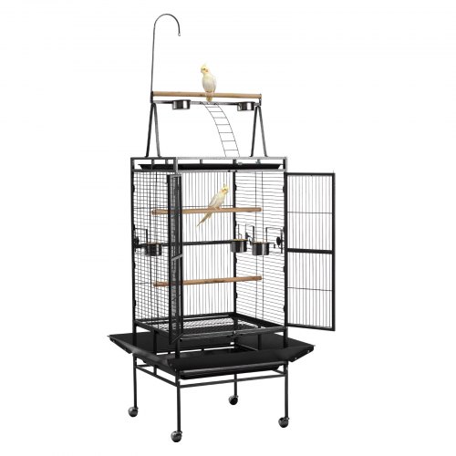 

VEVOR Gabbia Voliera per Uccelli da 830 x 790 x 2100 mm, Parte Superiore Piatta Aperta, in Ferro Battuto con Trespoli, Vassoio Estraibile e Mangiatoie in Plastica, Ruote, per Pappagallo, Cinciarella