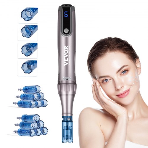

VEVOR Penna per Microneedling Facciale M8S, Penna Derma Elettrica con 12 Aghi Anti-Reflusso, Dispositivo di Bellezza con 6 Velocità Variabili, Lunghezza Ago Regolabile 0-2,5 mm, Display LCD