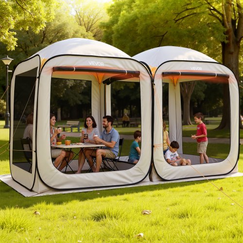 

VEVOR Tenda da Campeggio Portatile da 3660 x 1825 x 2200 mm, Tenda Gazebo a Baldacchino con Borsa per il Trasporto, Lati in Rete, Picchetti da Terra, per Giardino, Patio e Attività all'Aperto