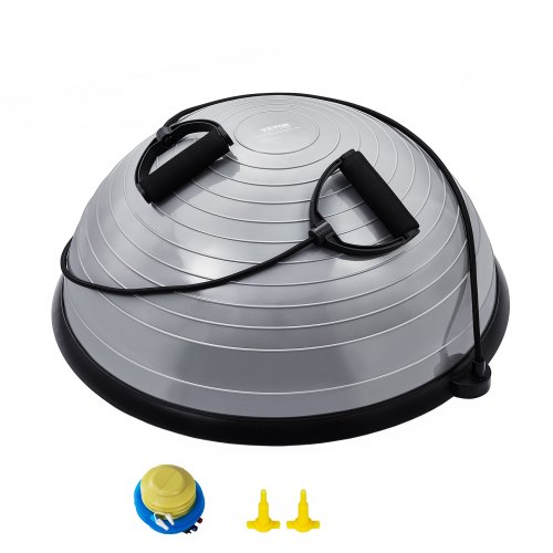 

VEVOR Mezzo Allenatore Palla per Esercizi, Equilibrio, Stabilità Palla Yoga Fitness con Fasce di Resistenza Pompa a Pedale, Allenamento Corpo di Palestra Casa, Capacità Portante 300 kg, 58 cm Grigio