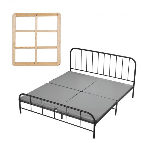 

VEVOR Rete per Letto a Doghe con Copertura Spessore 38,1 mm, Base a Doghe per Letto King Size 2000x1880 mm per Letto Supporto per Materasso da 4 pezzi con Copertura in Tessuto Oxford 200D, Grigio