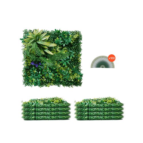 

VEVOR Pannelli da Parete in Erba Artificiale, 8 Pezzi da 500 x 500 mm Pannello di Bosso Verde Combinato 3D per Decorazioni Verdi per Interni ed Esterni e Copertura di Recinzione in Edera, per Giardino