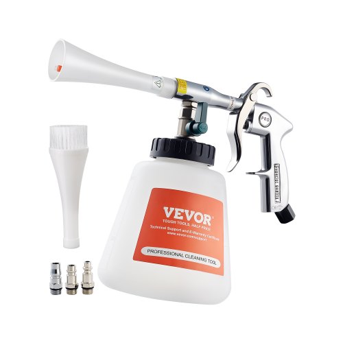 

VEVOR Pistola ad Aria Compressa ad Alta Pressione da 6-9,2 bar con 2 Set di Ugelli e Flacone di Liquido da 1 L, Pistola per Pulizia, Tubo Rotante in Gomma, per Compressore d'Aria da 1/4 NPT
