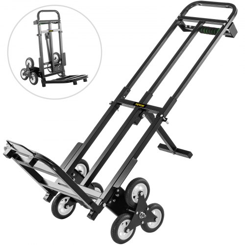 

Carrello Pieghevole per Scale da 208KG Carrello Manuale con 6 Ruote in Nero