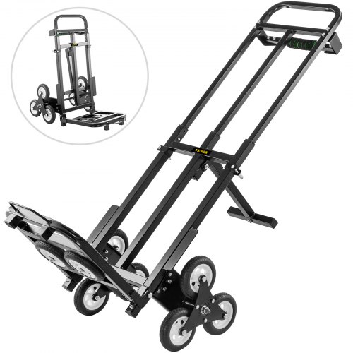 

Carrello Pieghevole per Scale da 208KG Carrello Manuale con 6 Ruote in Nero