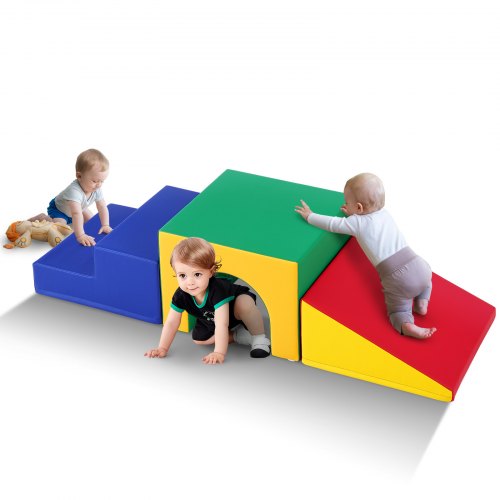

VEVOR Tunnel Singolo da Scalare, Set da Gioco per Bambini, Blocchi da Arrampicata in Schiuma per Bambini, Labirinto per Tunnel per Bambini con Scale e Rampa, 3 Pezzi (Assortiti)