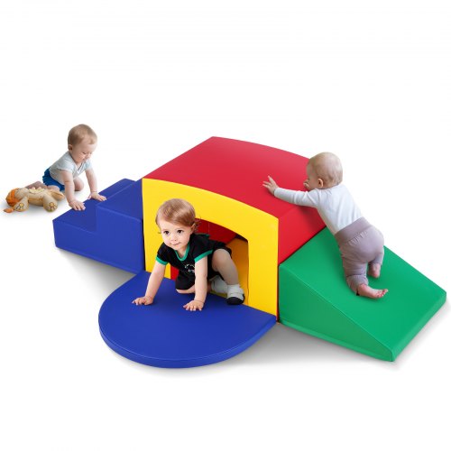 

VEVOR Giochi da Arrampicata per Bambini al Coperto, Attrezzatura da Gioco Morbida per Arrampicata, Gattonare e Tunnel in 5 Pezzi, Giochi in Schiuma per Arrampicata, Labirinto di Tunnel per Bambini