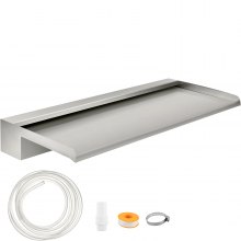 VEVOR Fontana per Piscina a Cascata in Acciaio Inossidabile 60 x 33 x 8 cm, Fontana a Cascata Rettangolare da Giardino Include Connettore, Tubo Flessibile, Morsetto e Nastro in PTFE, Lama a Cascata