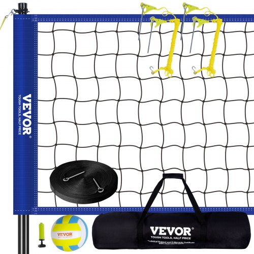 

VEVOR Sistema di Rete da Pallavolo Portatile per Esterni, Pali in Acciaio Altezza Regolabile, Pallavolo in PVC, Pompa, Borsa, Rete da Pallavolo Resistente per Cortile, Spiaggia, Prato