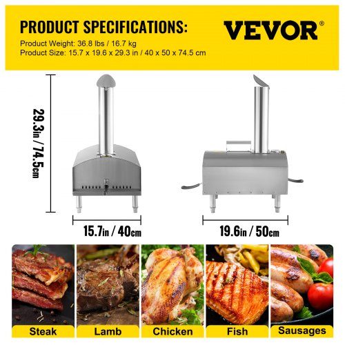 VEVOR VEVOR Forno per Pizza da Giardino Campeggio a Legna Temperatura  Massima 800 ℃ | VEVOR IT